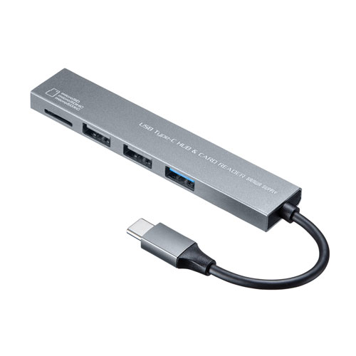 USB Type-C 3ポート コンボスリムハブ（カードリーダー付き）