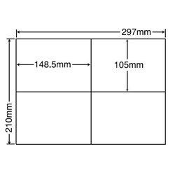 シートカットラベル A4版 4面付(1ケース500シート)
