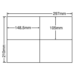 シートカットラベル A4版 4面付(1ケース500シート)