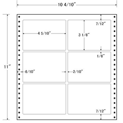 タックフォームラベル 10 4/10インチ×11インチ 6面付(1ケース500折)