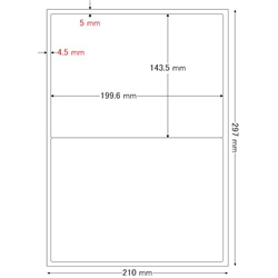 シートカットラベル A4版 2面付(1ケース500シート)