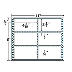 タックフォームラベル 11インチ×9インチ 6面付(1ケース500折)