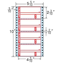 タックフォームラベル 5 5/10インチ×10インチ 4面付(1ケース1000折)