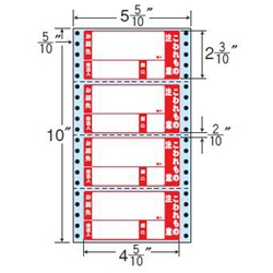 タックフォームラベル 5 5/10インチ×10インチ 4面付(1ケース1000折)