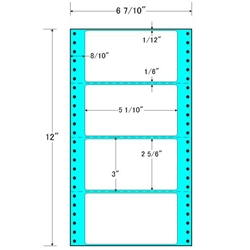 タックフォームラベル 6 7/10インチ×12インチ 4面付(1ケース1000折)