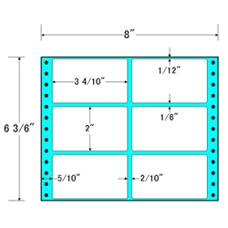 タックフォームラベル 8インチ×6 3/6インチ 6面付(1ケース1000折)