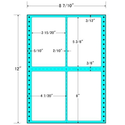 タックフォームラベル 8 7/10インチ×12インチ4面付(1ケース500折)