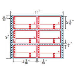タックフォームラベル 11インチ×9インチ 6面付(1ケース500折)