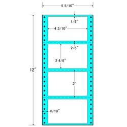 タックフォームラベル 5 5/10インチ×12インチ 4面付(1ケース1000折)