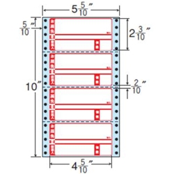 タックフォームラベル 5 5/10インチ×10インチ 4面付(1ケース1000折)