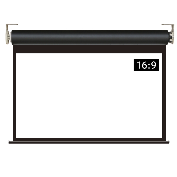 遠距離操作壁リモコン電動スクリーン 16:9 90インチ ブラックマスク付き