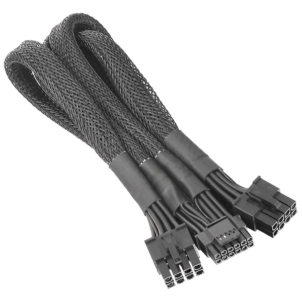 PCIe 5.0 スプリッターケーブル Sleeved PCIe Gen 5 Splitter Cable (Dual 8Pin to 12+4Pin) 60cm