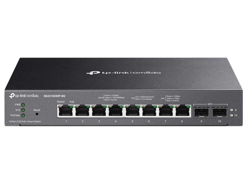 Omada 2.5GBASE-Tポート×8＆10GE SFP+ポート×2 スマートスイッチ（PoE+ポート×8搭載）