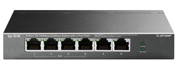 6ポート10/100Mbps デスクトップスイッチ（PoE+4ポート搭載）