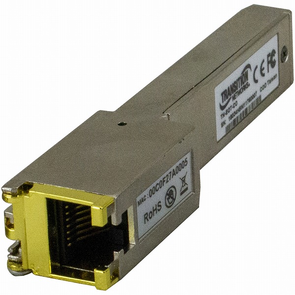 イーサネット・エクステンダSFP、1000Base-X (RJ-45 から BNC またはターミナル・ブロック変換アダプタ付）