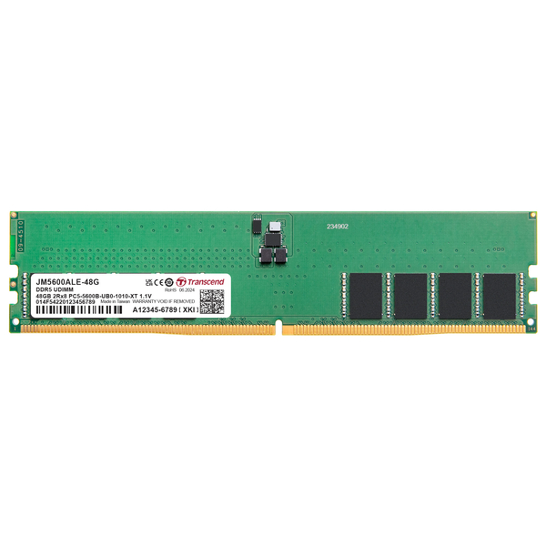 PC5-44800 (DDR5-5600) 対応 288ピン CL46 1.1V DDR5 U-DIMM 48GB