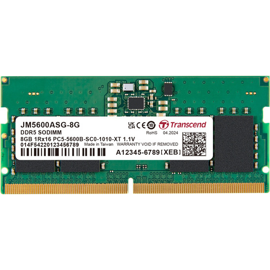 PC5-44800 (DDR5-5600) 対応 262ピン CL46 1.1V DDR5 SO-DIMM 8GB