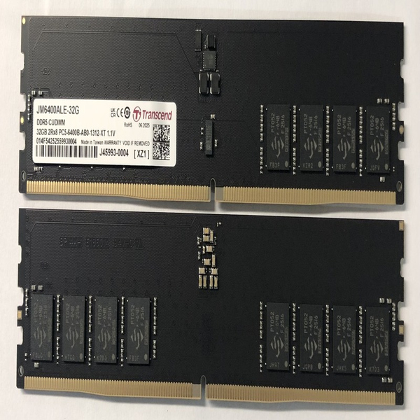 PC5-51200 (DDR5-6400) 対応 288ピン CL52 1.1V DDR5 CUDIMM 32GB