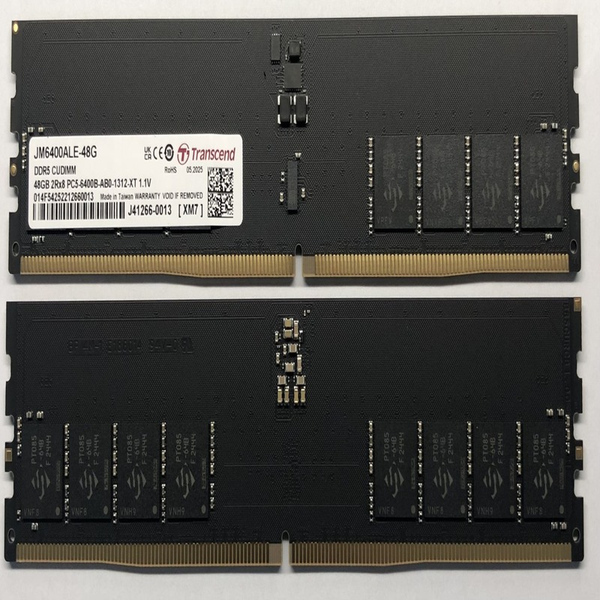 PC5-51200 (DDR5-6400) 対応 288ピン CL52 1.1V DDR5 CUDIMM 48GB