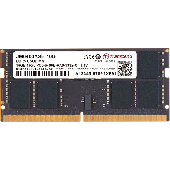 PC5-51200 (DDR5-6400) 対応 262ピン CL52 1.1V DDR5 CSODIMM 16GB