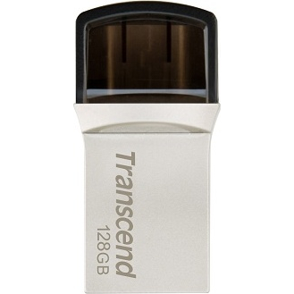 Android機器向けUSBメモリ JetFlash 890 USB Type-A/Type-Cのデュアルコネクタ USB 5Gbps 128GB シルバー