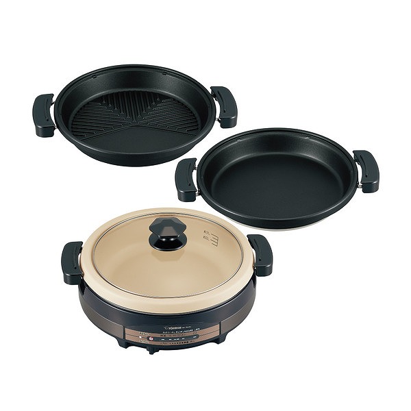 グリルなべ あじまる ブラウン 深鍋/平面プレート/焼肉プレート付き