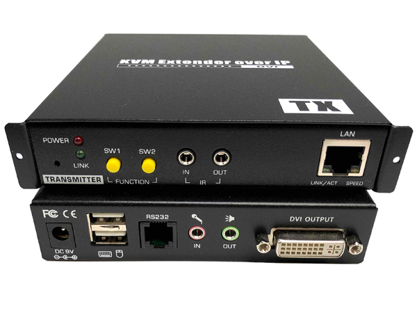 LANケーブル利用KVM切替延長器（DVIモニタ）/RS232C対応/受信器