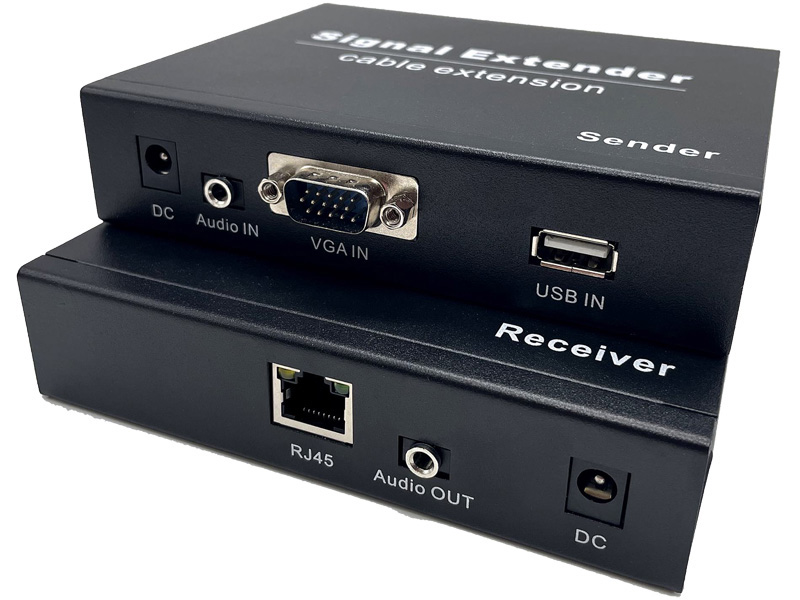 LANケーブル利用VGAエクステンダー＋マウス＆キーボード（送受信器セット）/IPAV-203/ワンホップ最大200m