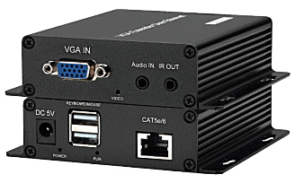 VGAモニタ/KB/マウスをマルチキャストで延長。1:1、1:多の接続、DVI、HDMIとの混合も可能。/LANケーブル利用/VGAモニタKVMエクステンダー/SKL208シリーズ/送受信器セット