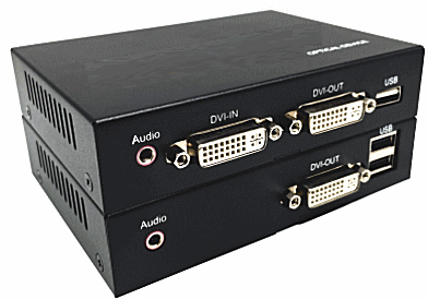 光ケーブル利用DVIモニタKVMエクステンダー（送受信器セット）