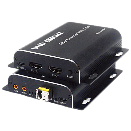 4K60Hzの高解像度対応/EDID自動取得/SFP交換可能/光ケーブル利用/HDMIモニタKVMエクステンダー/送受信器セット