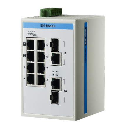 産業用コミュニケーションEKI ProView 8-port Gigabit Industrial Switch with 2x RJ45/SFP Combo Extreme Temp -40～75℃