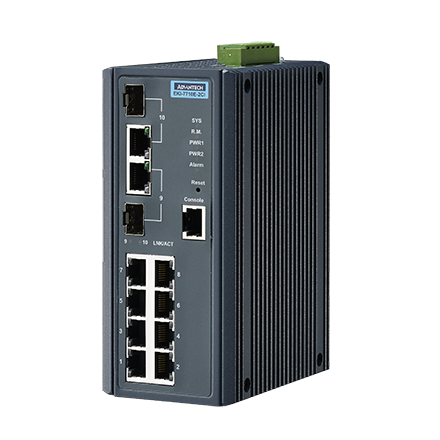 産業用コミュニケーションEKI 8FEポート + 2G SFP/コンボポート 産業用マネージドスイッチ ワイド温度範囲動作モデル