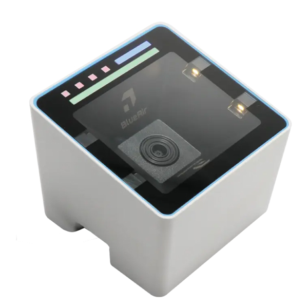BlueAir eTicket 定置式コードレス二次元コードリーダ バッテリ搭載 USB/Bluetoothモデル IP52対応ブルーラバーフレーム付