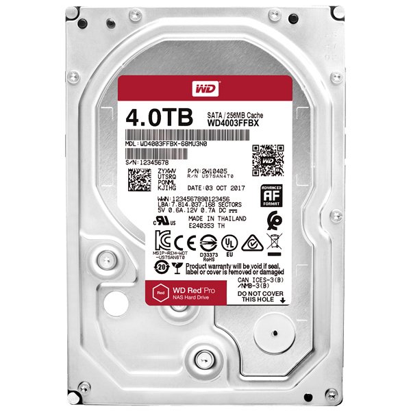 WD Red Proシリーズ 3.5インチ内蔵HDD 4TB SATA6.0Gb/s 7200rpm 256MB WD4003FFBX