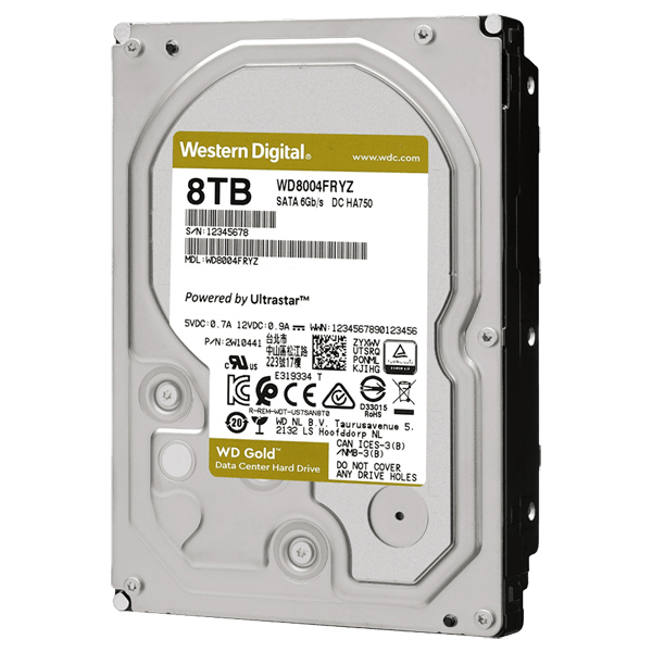 WD Goldシリーズ 3.5インチ内蔵HDD 8TB SATA6.0Gb/s 7200rpm/class 256MBキャッシュ搭載 WD8004FRYZ
