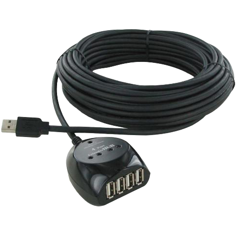 USB2.0アクティブケーブル＆4ポートUSBハブ 40m
