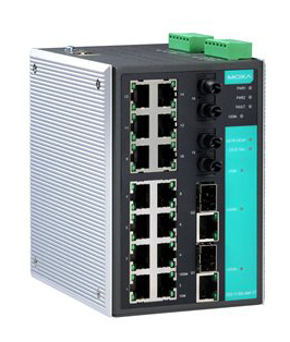 14+マルチSTコネクタx2+2コンボ10/100/1000BaseT(x)/SFP(mini-GBIC)ポート ギガビットマネージドスイッチ、Tモデル