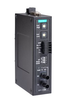 工業用RS-232C/422/485⇒シングルモード ファイバーコンバータ(STコネクタ)、2KVアイソレーション、Tモデル