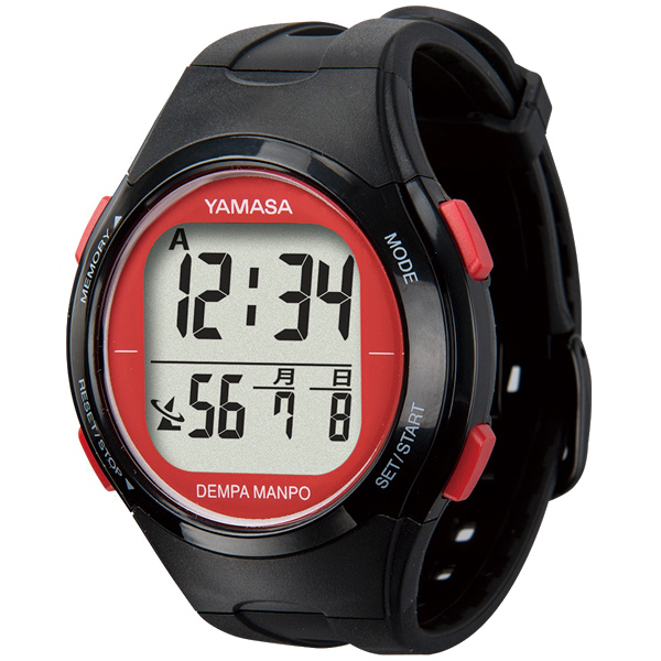 ウォッチ万歩計 DEMPA MANPO （ブラック×レッド）