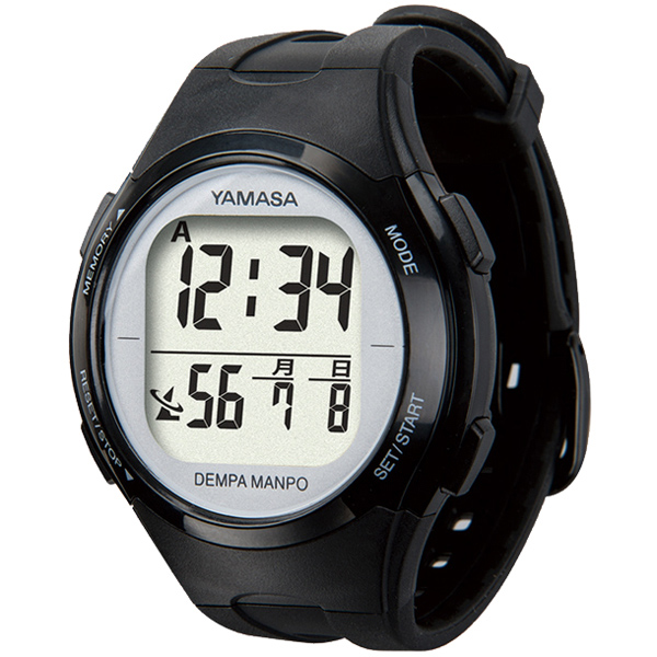 ウォッチ万歩計 DEMPA MANPO （ブラック×シルバー）
